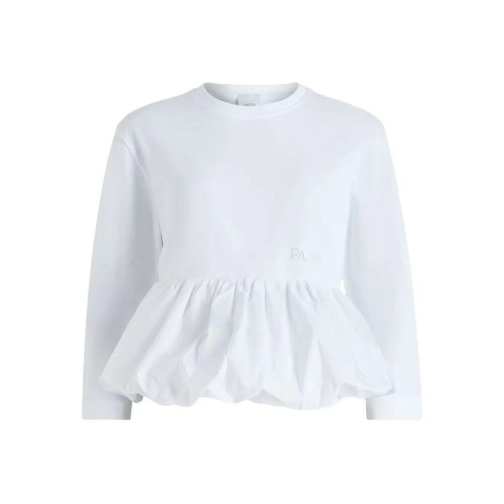 PATOU Cotton T-Shirt with Balloon Peplum Hem Women WHITE T-Shirts & Tops